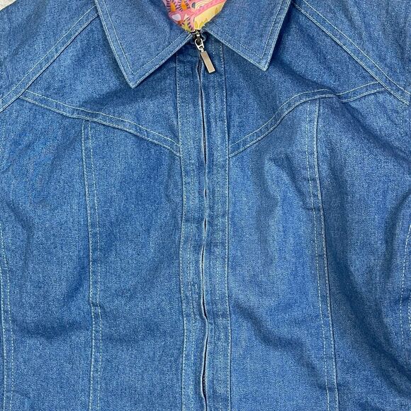 Vintage Alfred Dunner Womens Sz 10 Denim Jacket Zip Up Western Style Jean Coat - Picture 7 of 14